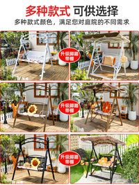 Outdoor Patio Wrought Iron Double Swing Chair with Stand, Garden Balcony Hanging Basket Hammock