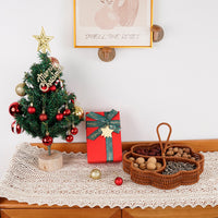 Heart-Shaped Woven Storage Basket with Handle, Divided Snack & Dried Fruit Organizer