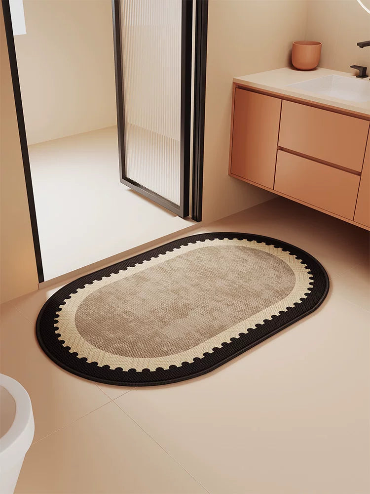 Linen Woven Bathroom Mat Absorbent Non-Slip Toilet Washroom Home Carpet Entrance Foot Mat