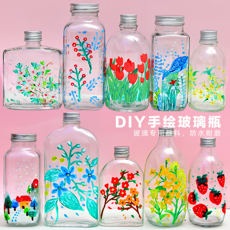 DIY Hand-Painted Glass Bottle Craft Kit for Kids - Creative Painting & Graffiti Lucky Star Bottle