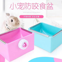 Anti-Bite Pet Feeder Bowl for Rabbits Guinea Pigs Chinchillas, Fixed Food Trough