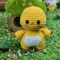 Handmade Yellow Dinosaur Crochet Animal Toy Bag Charm