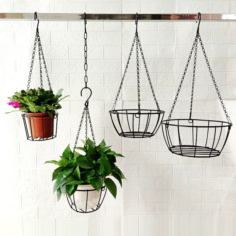 Minimalist Iron Art Hanging Planter Basket for Succulents and Greenery