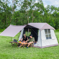 Green Grass House Ridge Quick-Open Tent Tarp 2-in-1 Large Outdoor Camping Set Blackout Sun Protection