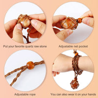 Adjustable Woven Net Pendant Necklace for Natural Stones