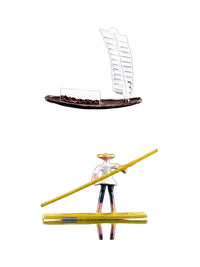 Miniature Chinese-Style Boat and Raft Ornaments for Micro Landscape Decor
