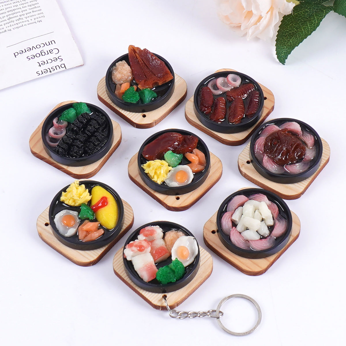 Realistic Teppanyaki Food Keychain Sushi Bag Charm Steak Toy