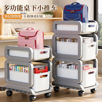 Multi-layer Rolling Cart Bookshelf with Wheels for School Bags and Books, Under Desk Storage Organizer