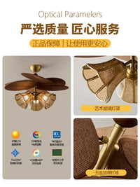 French Vintage Wabi-Sabi Rattan Ceiling Light for Bedroom Dining Room