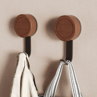 Solid Wood Adhesive Hooks for Bathroom Tissue Dispenser, Strong Bearing Capacity, Walnut Finish