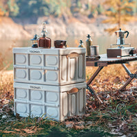Outdoor Foldable Storage Box, Portable Camping Organizer, Plastic Snack Drink Container, Multi-functional Seat and Table