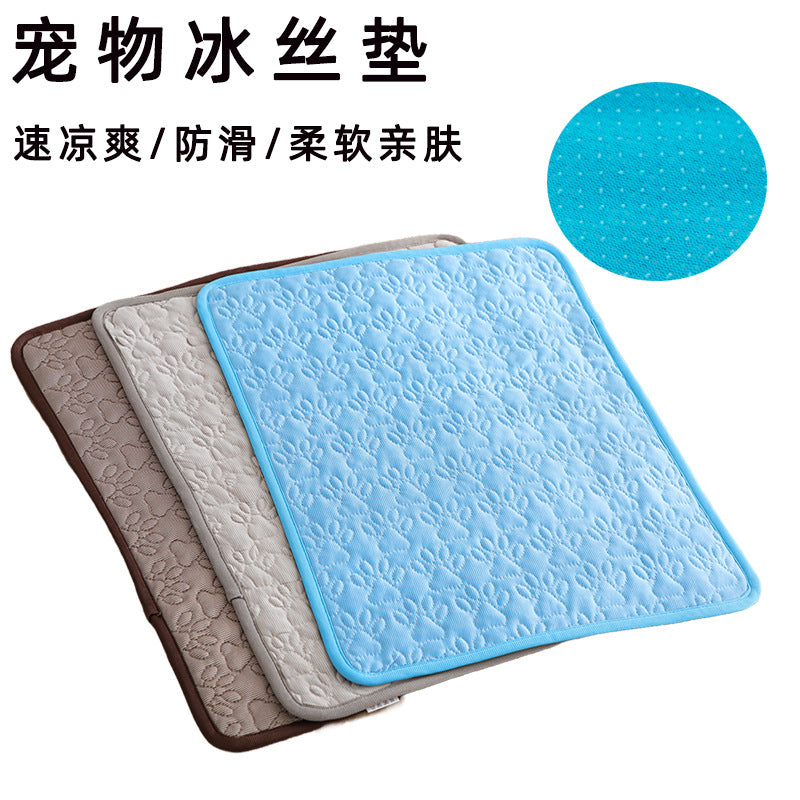 Summer Pet Cooling Mat Breathable Non-Slip Ice Silk Pad for Dogs and Cats