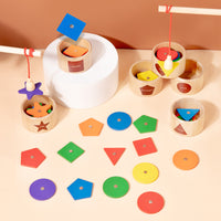 Kids Wooden Magnetic Fishing Game Geometric Shape Color Sorting Educational Toy