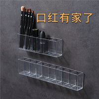Wall-Mounted Punch-Free Transparent Cosmetic Storage Box for Bathroom Mirror Cabinets