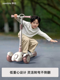 Kids' Kick Scooter with Adjustable Height, Dual Brakes, and LED Light for Ages 3-12+
