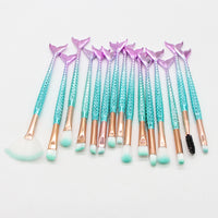Mermaid Makeup Brush Set with Gradient Handles - Eyeshadow & Cosmetic Tools