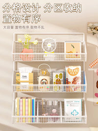 Multi-functional Wall-Mounted Storage Shelf for Dorms & Bathrooms - No-Drill Organizer with Multi-Layer Hanging Basket