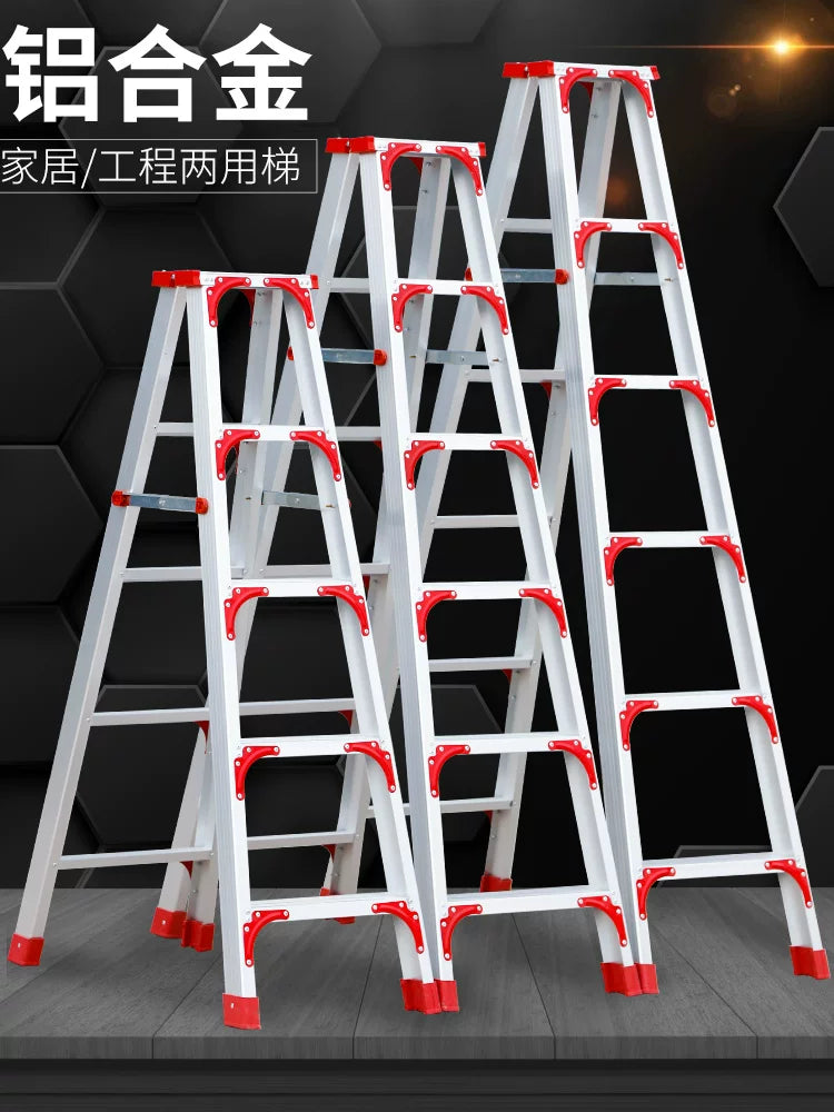 2m A-Frame Telescopic Ladder, Foldable Thickened Aluminum Alloy Multi-Purpose Ladder for Home & Indoor Climbing