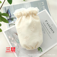 Lace Arm Sleeves for Women, Short Winter Stain-Resistant Cuffs, Three-Layer Design for Office and Daily Wear