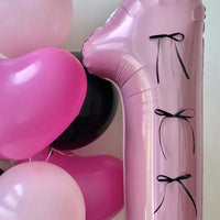 32-inch Pink Bowknot Ballet Number Foil Balloon for Birthday Party Decoration