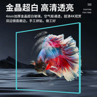 Betta Fish Tank Crystal Clear Glass Desktop Aquarium with Optional Lid and Light