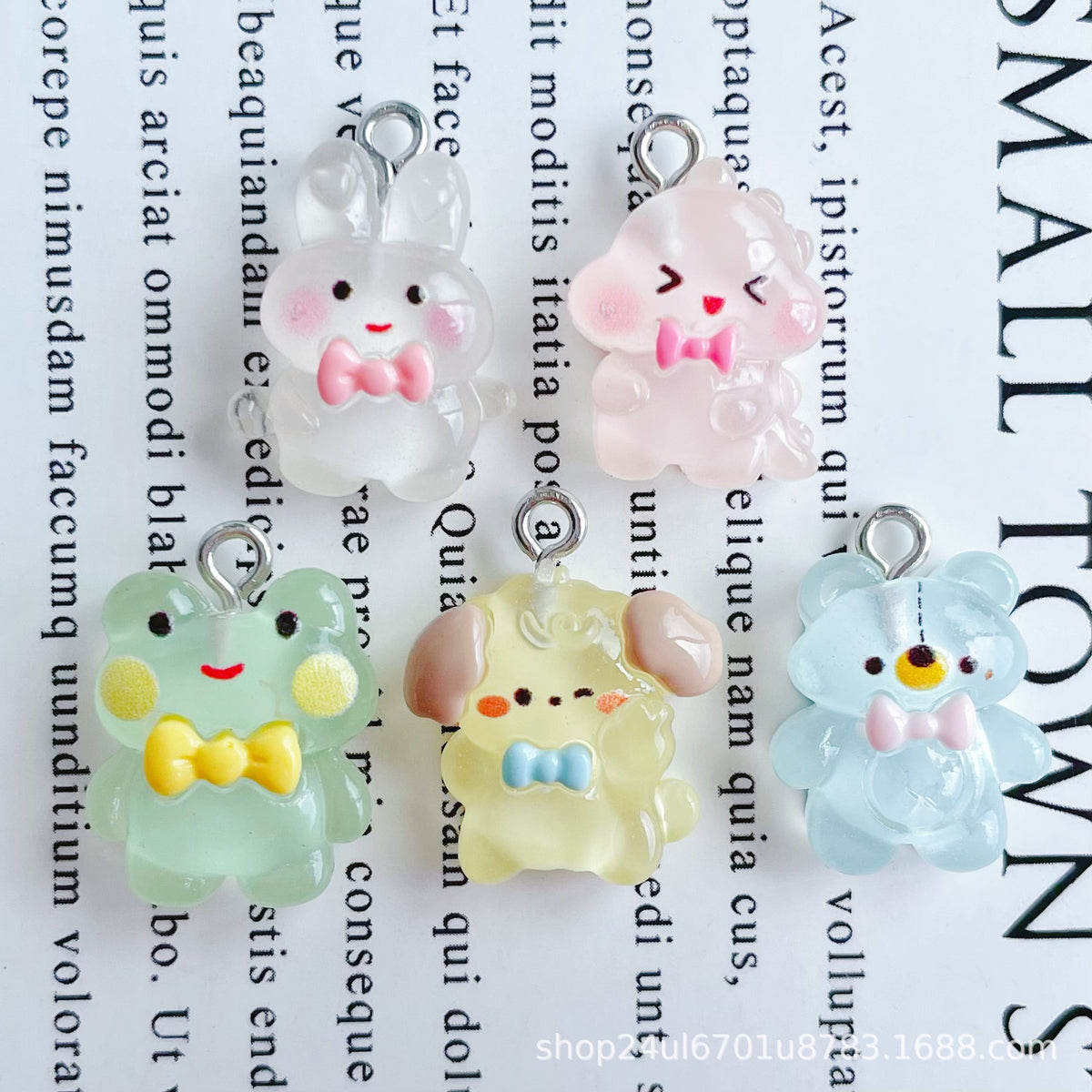 Luminous Dinosaur Bear Rabbit Resin Charms for DIY Jewelry Making