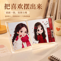 Acrylic Magnetic Photo Frame, Transparent Double-Sided Desktop Display, Horizontal and Vertical Use