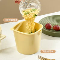 Multifunctional Double-Layer Drain Basket with Detachable Waste Bin for Kitchen Countertops
