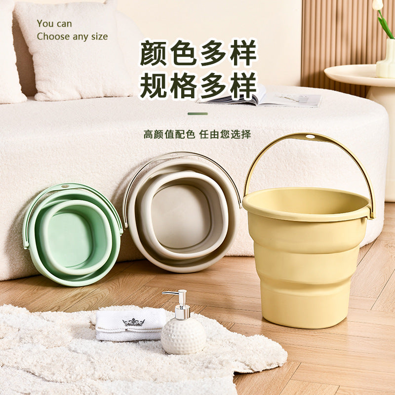 Multifunctional Portable Car Wash Folding Bucket Silicone Plastic Handheld Outdoor Fishing Vehicle Travel Water Container