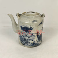 Vintage Folk Art Teapot and Ceramic Bowl Set - 1960s Retro Decorative Ornaments