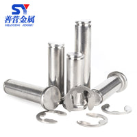 304 Stainless Steel Slotted Flat Head Clevis Pins, Cylindrical Dowel Pins, Full Range M3-M20