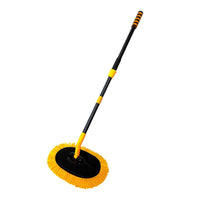 Car Wash Mop with Curved Handle and Soft Bristles, Extendable Vehicle Cleaning Brush Tool