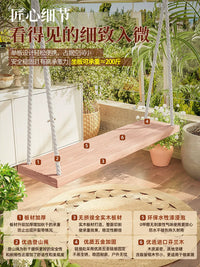 Indoor Outdoor Wooden Hanging Swing Chair for Balcony Living Room