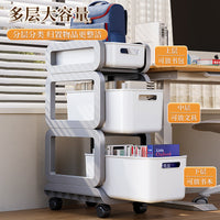 Multi-layer Rolling Cart Bookshelf with Wheels for School Bags and Books, Under Desk Storage Organizer
