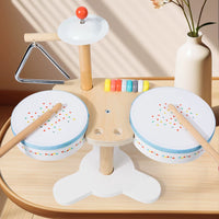Multifunctional Wooden Drum Set & Cat Music Station for Kids' Early Education