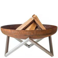 Outdoor Camping Wood Burning Fire Pit with Stand for Patio & Events