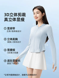 Women's Slimming Ice Silk Sun Protection Jacket with Waist Cinch for Sports