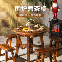 New Outdoor Patio BBQ Table with Fire Pit, Balcony Tea Table and Chairs, Villa Garden Grill, Outdoor Barbecue Rack