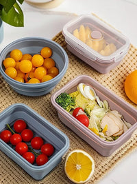 Collapsible Silicone Lunch Box - Food Grade, Microwave Safe, Portable Meal Prep Container
