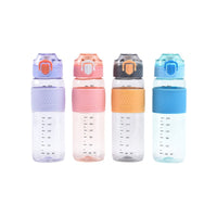Portable Sports Water Bottle with Bounce Lid and Silicone Sleeve, 500ml