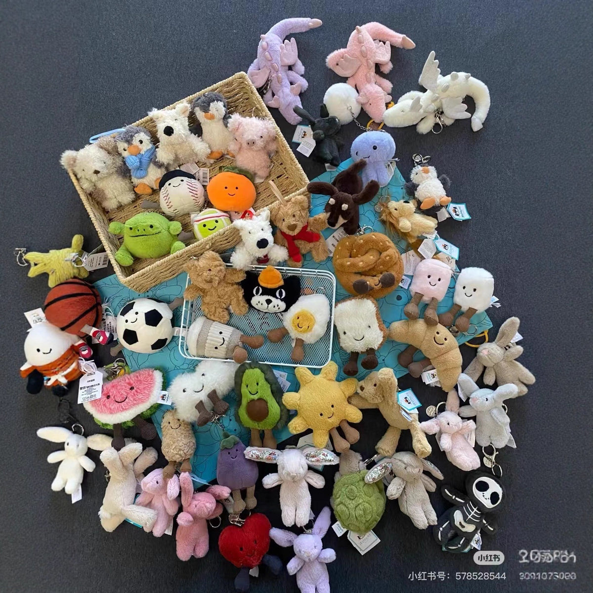 Jellycat Plush Animal Keychain Collection - Bunny, Bear, Westie, Monkey, Fox