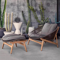 Nordic Outdoor Teak Sofa Set with Rattan Weave for Garden Patio Balcony