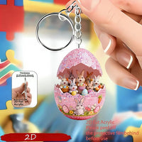 2026 Easter Bunny Egg House 2D Acrylic Keychain Pendant for Holiday Party Decor