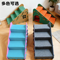 Pet Stairs with Scratching Board for Cats and Small Dogs, Multi-functional Ramp for Beds and Sofas