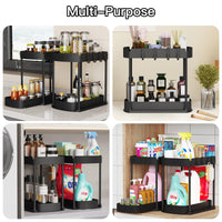 Curved Double-Layer Under-Sink Organizer Shelf for Kitchen Countertop Storage