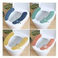 Waterproof Adhesive Toilet Seat Cushion Pad, Universal Four Seasons Plush Toilet Seat Cover with Handle