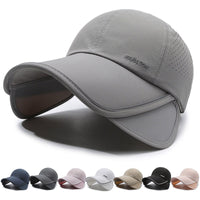 Unisex Extra-Long Brim Sun Protection Baseball Cap Quick-Dry Retractable Visor for Outdoor Summer