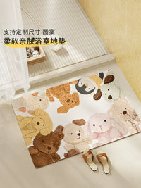 Cartoon Diatomaceous Earth Bath Mat Non-Slip Quick Dry Absorbent Soft Bathroom Floor Mat