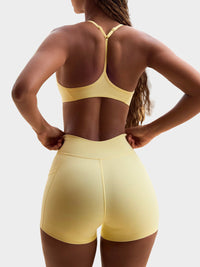 High-Elastic Halter Sports Bra & Cross-Waist Fitness Shorts Yoga Set