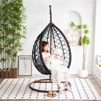 Outdoor Rattan Swing Chair with Cushion for Patio Garden Balcony
